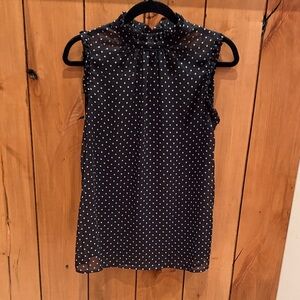 Who What Wear Black and White Polka Dot Blouse